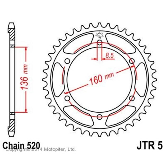 Звезда задняя, ведомая JTR5 от компании Интернет-гипермаркет «MALL24» - фото 1