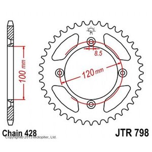 Звезда задняя ведомая JTR798 для мотоцикла стальная