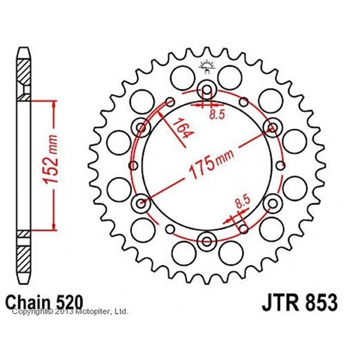 Звезда задняя, ведомая JTR853 стальная от компании Интернет-гипермаркет «MALL24» - фото 1