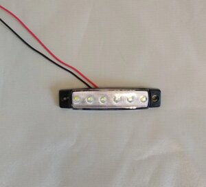 Фонарь габаритный LED светодиодный 12V-24V, белый (L=95мм, 6-светодиод.) Ман ивеко мерседес рено даф маз газель