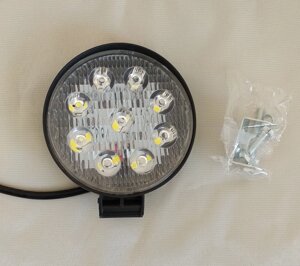 Фонарь рабочего света круглый D=112мм (25mm, 9 LED) 10-30V, 24-27W фара прожектор с болтом, доп. задний ход светодиодный