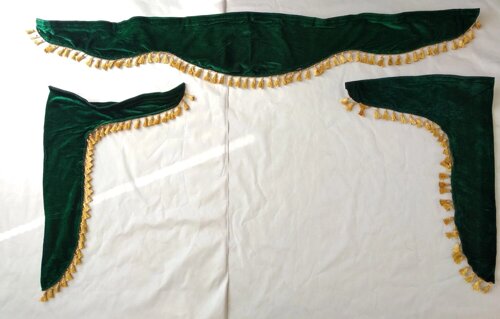 Ламбрекены лобового стекла со шторками Газель 140х46х60 (Зеленый) без логотипа , шторки в кабину