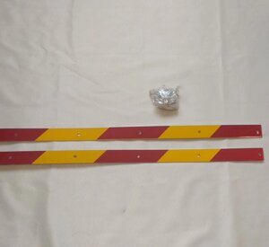 Пластина 40х3см (400х30мм) светоотражающая красно-желтая планка для крепления резинового брызговика (.2шт)