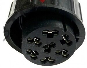 Разъем заднего фонаря прицепа Вилка Schmitz (шмитц) круглый 7-контактов, прямой с кабелем и клеммами, фишка, ASS-2