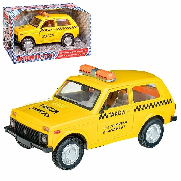 Автопарк 2121 машина такси 9078-Е открываются двери и багажник свет звук от компании Интернет магазин детских игрушек Ny-pogodi. by - фото 1