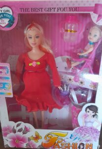 Беременная кукла аналог Барби с ребенком коляска и платья TY-22A