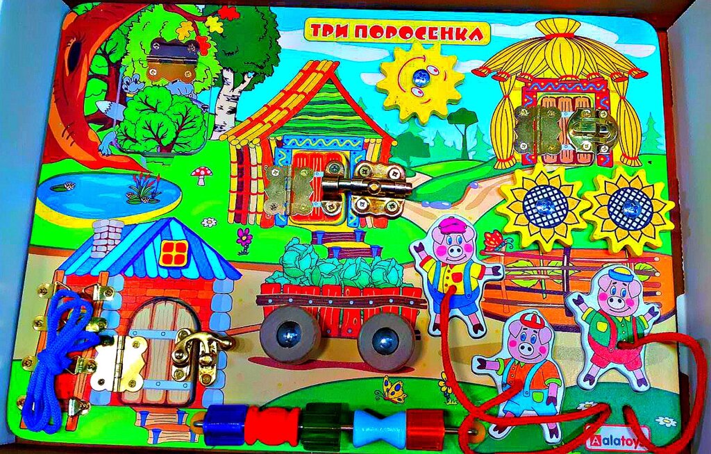 Деревянный бизиборд "Три поросенка" ББ213 от компании Интернет магазин детских игрушек Ny-pogodi. by - фото 1