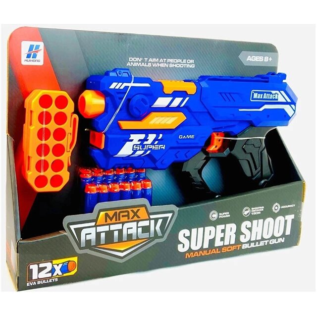 Детский бластер-пистолет Max Attack Super Shoot мягкие пули от компании Интернет магазин детских игрушек Ny-pogodi. by - фото 1