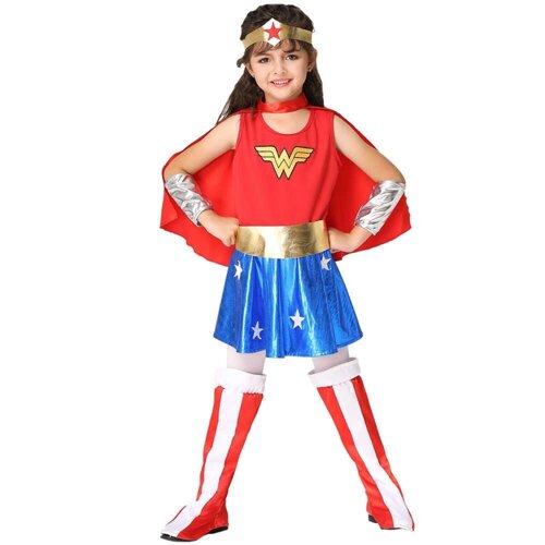 Детский карнавальный костюм девочка супергерой платье, Костюм карнавальный Чудо-Женщина (вандервумен) детский