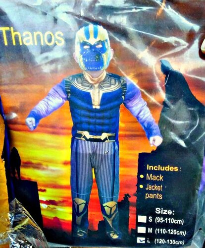 Детский карнавальный костюм танос Thanos с мускулами без маски