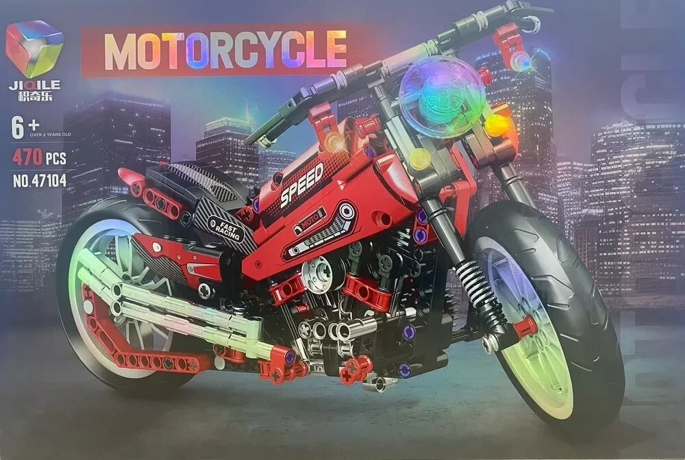 Детский пластиковый конструктор JIQILE "MOTORCYCLE" мотоцикл чопер, 470 деталей, 47104 от компании Интернет магазин детских игрушек Ny-pogodi. by - фото 1