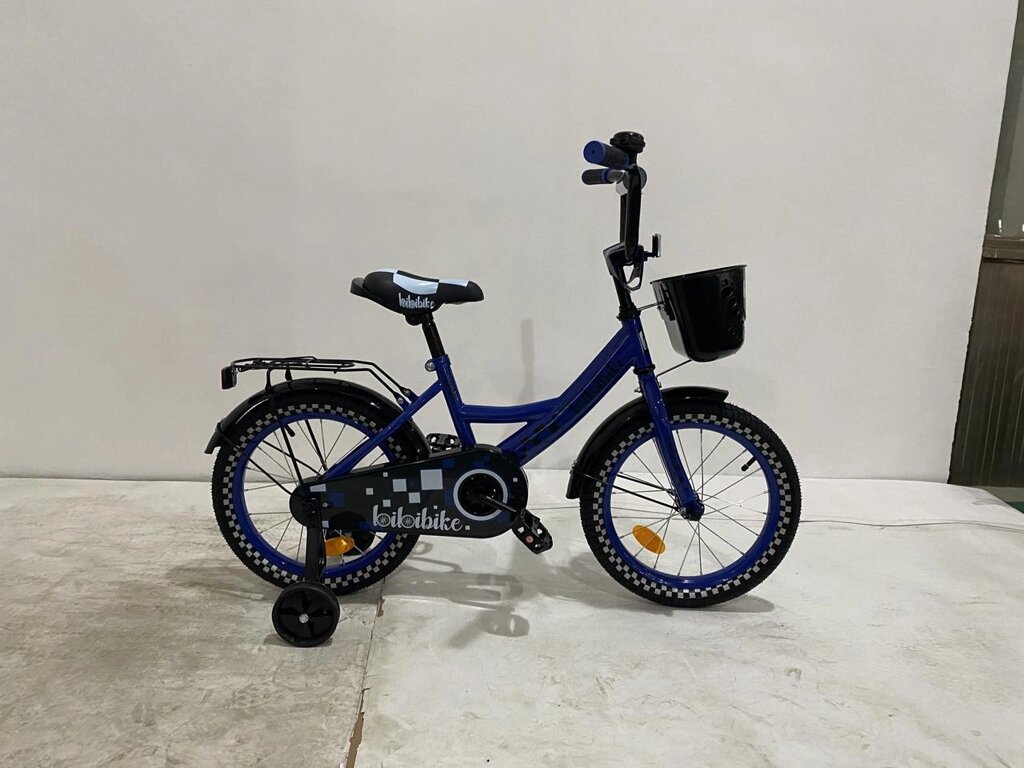 Детский велосипед Bibibike 16" для мальчика, корзина, звонок, багажник синий от компании Интернет магазин детских игрушек Ny-pogodi. by - фото 1