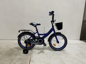 Детский велосипед Bibibike 16" для мальчика, корзина, звонок, багажник синий