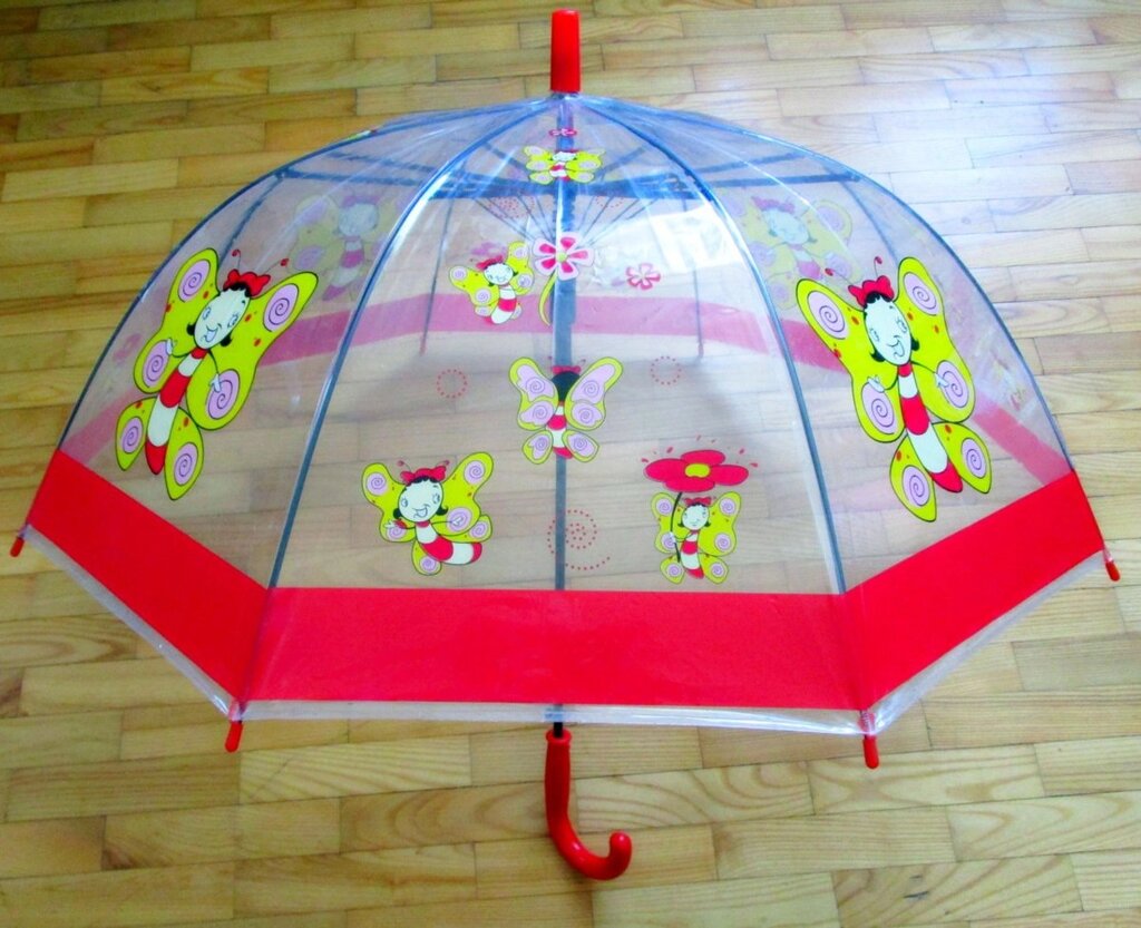 Детский зонт куполом трость прозрачный "бабочки" со свистком от компании Интернет магазин детских игрушек Ny-pogodi. by - фото 1