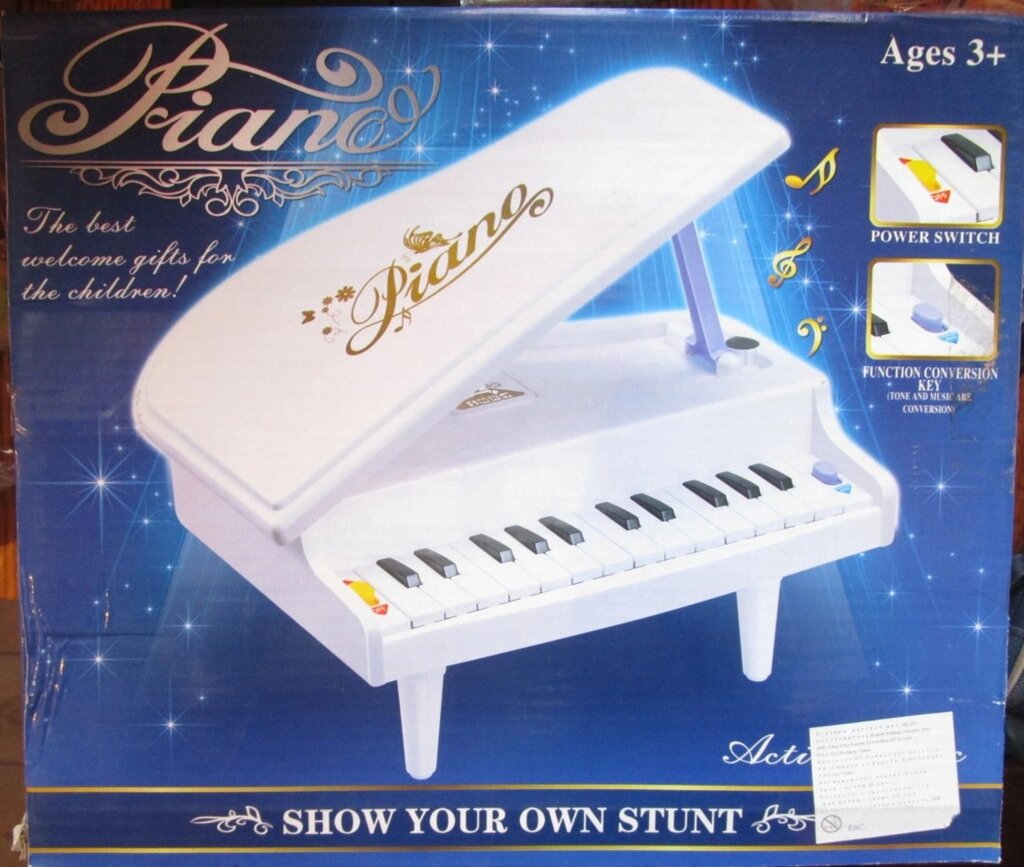 Детское игрушечное Фортепиано пианино рояль музыкальное и светится белое и черное 678b от компании Интернет магазин детских игрушек Ny-pogodi. by - фото 1