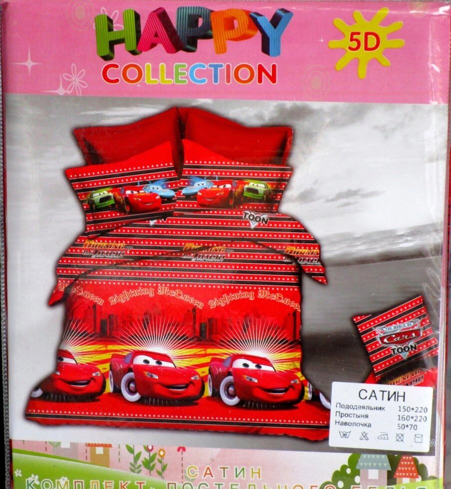 Детское постельное белье 1,5сп. сатин "тачки" happy collection от компании Интернет магазин детских игрушек Ny-pogodi. by - фото 1