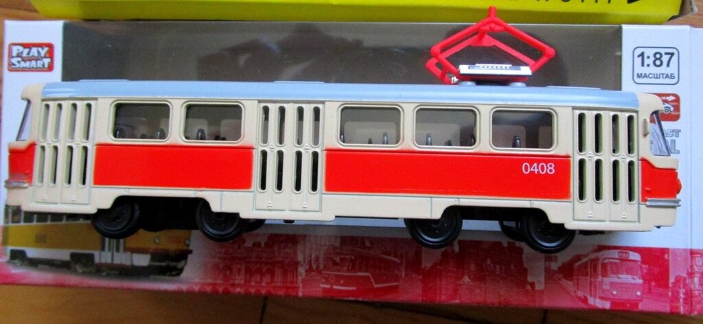 Игрушечная коллекционная модель инерционная трамвая 1:87 от компании Интернет магазин детских игрушек Ny-pogodi. by - фото 1