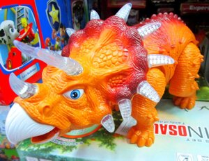 Игрушка Динозавр. Трицератопс.(муз. свет. ходит.)35см