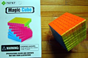 Игрушка-головоломка "Кубик Рубика Magic Cube 7x7x7" NO. 707 (яркий цветной, фаски внутри)