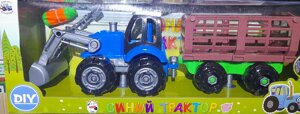 Игрушка конструктор трактор "синий трактор" Бип Бип с прицепом 0488-853q разбирается