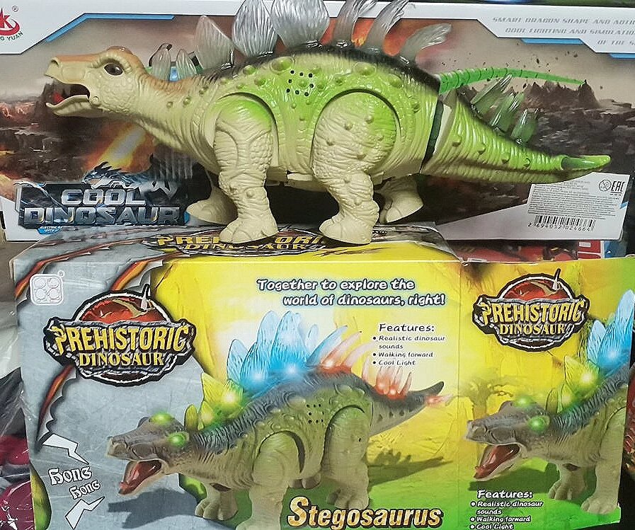 Игрушка музыкальный  ходячий  динозавр Stegosaurus Стегозавр 35 см свет, звук от компании Интернет магазин детских игрушек Ny-pogodi. by - фото 1