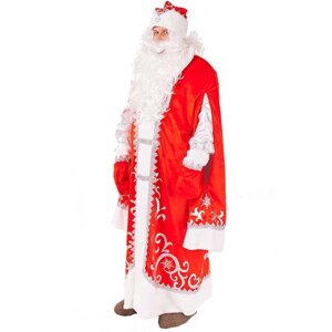 Карнавальный костюм "Дед Мороз Премиум" 3008 к-18(шуба, шапка, парик, борода, мешок, варежки) размер 182-54-56