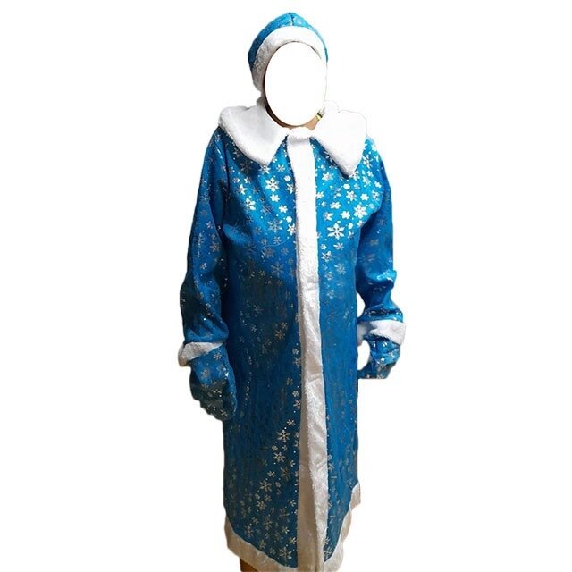 Карнавальный костюм для взрослых "Снегурочка " синня шуба, шапка и варежки от компании Интернет магазин детских игрушек Ny-pogodi. by - фото 1
