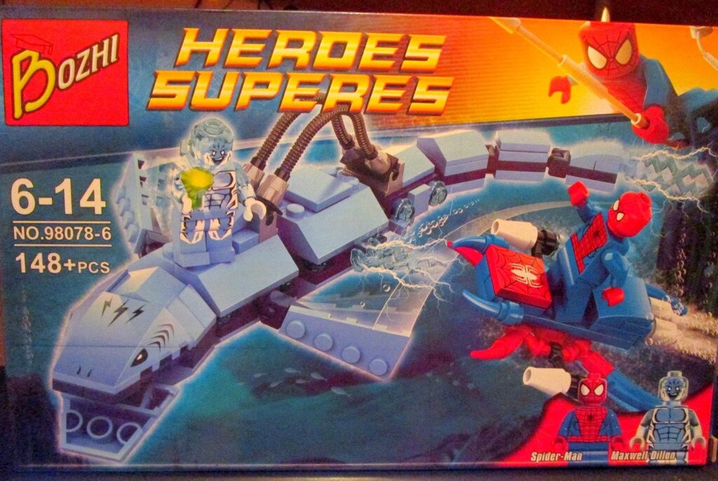 Конструктор аналог лего super heroes Человек паук и Максвел Дилон Электро spider-man и Maxwell Dillon 98078-6 от компании Интернет магазин детских игрушек Ny-pogodi. by - фото 1