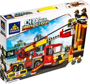 Конструктор Kazi «Пожарный тягач-водомет» KY80536 пожарная машина стреляет водой 349 деталей