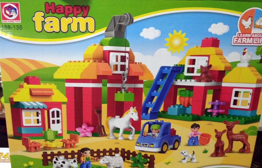 Конструктор крупные детали аналог duplo Happy Farm 188-135 Ферма 156 деталей от компании Интернет магазин детских игрушек Ny-pogodi. by - фото 1