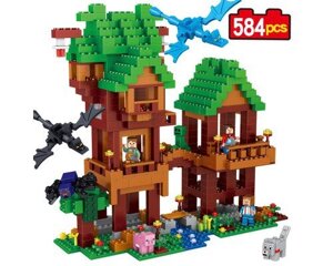 Конструктор LELE Minecraft Домик на дереве в джунглях (Дом у воды) 33106 (Аналог LEGO Minecraft 21125) 584 д
