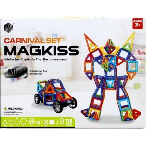 Конструктор "MAGKISS" mini магнитный 118 элементов HD343A от компании Интернет магазин детских игрушек Ny-pogodi. by - фото 1