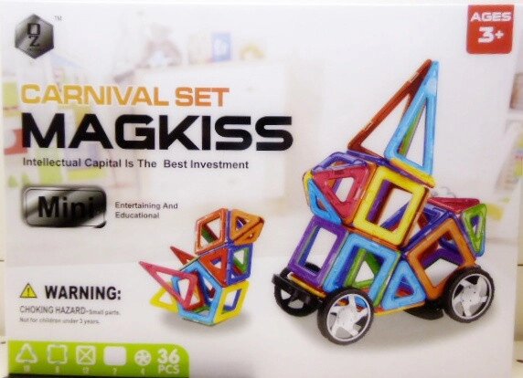 Конструктор "MAGKISS" mini магнитный 36 элементов от компании Интернет магазин детских игрушек Ny-pogodi. by - фото 1
