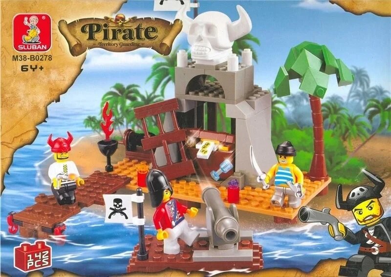 Конструктор Sluban M38-B0278 "Пиратский остров с кладом" 142 детали пиратская серия от компании Интернет магазин детских игрушек Ny-pogodi. by - фото 1