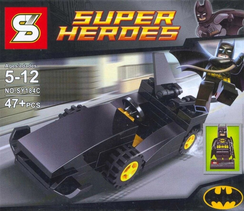 Конструктор "SZ" серии "SUPER HEROES / Супер герои" мод. SY184 "Batman / Бэтман и его автомобиль" от компании Интернет магазин детских игрушек Ny-pogodi. by - фото 1