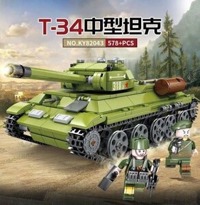Конструктор Танк Т-34 со светом, KAZI 82043, аналог Лего 578 деталей