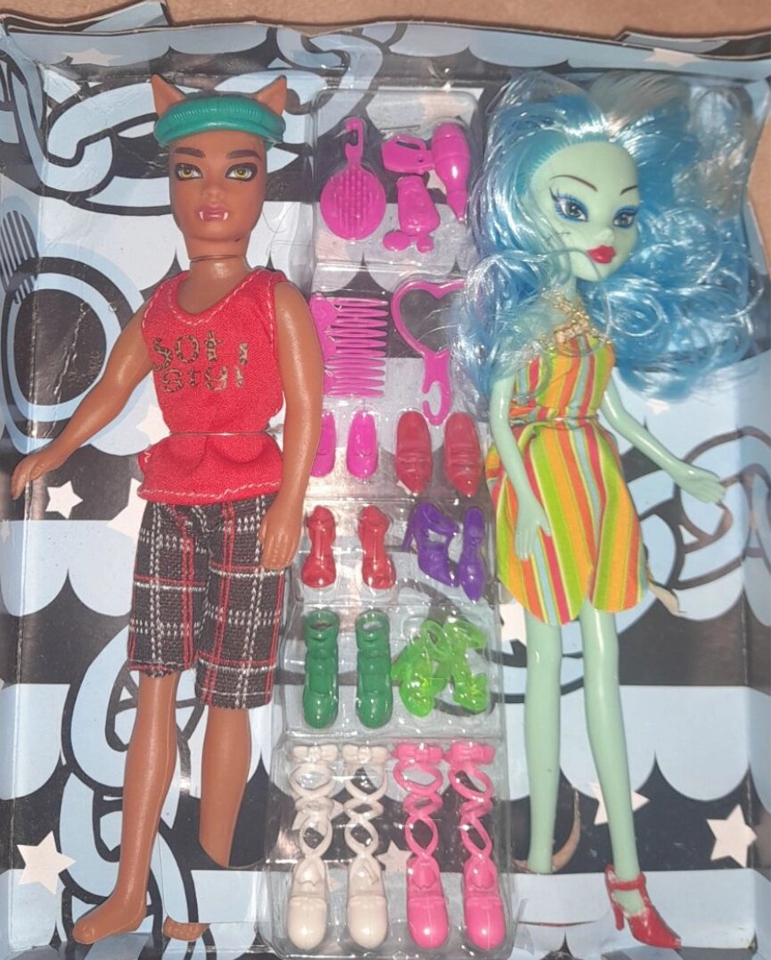 Кукла монстр хай девочка и мальчик  шарнирная с обувью и аксессуарами 912 от компании Интернет магазин детских игрушек Ny-pogodi. by - фото 1