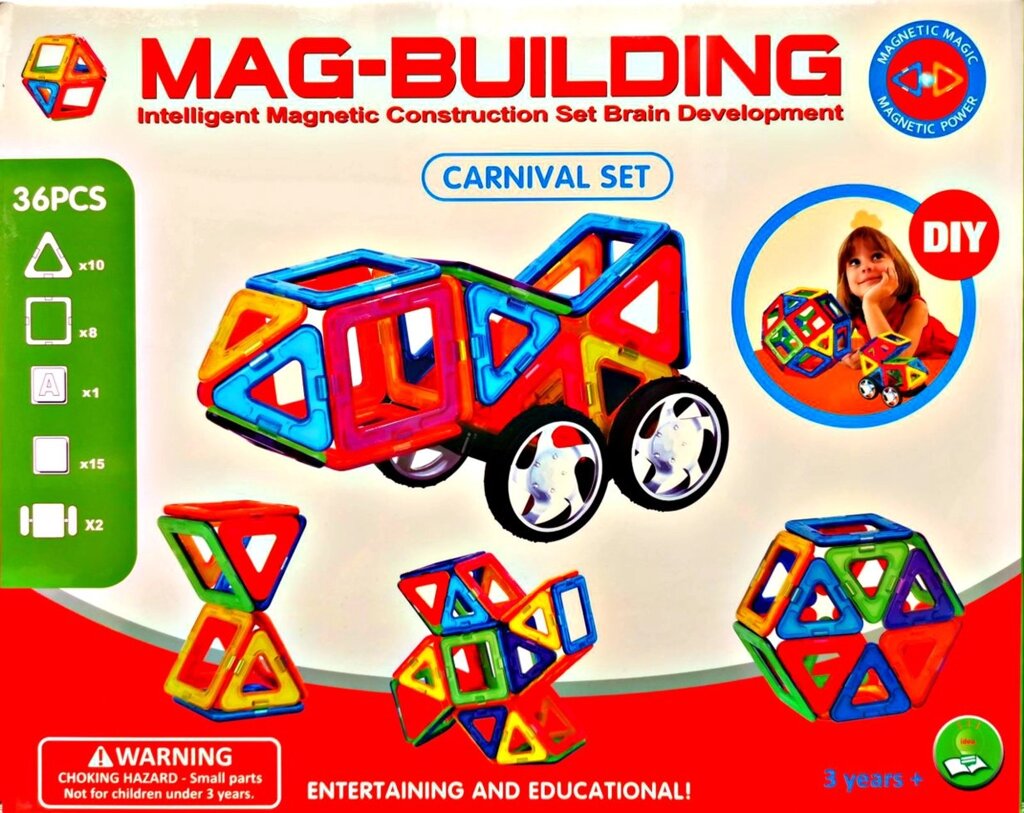 Магнитный конструктор MAG-BUILDING 36 деталей от компании Интернет магазин детских игрушек Ny-pogodi. by - фото 1
