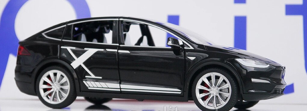 Машинка металлическая Tesla Model X 100D Тесла Модель Икс - открываются двери, капот, багажник 1/32 разные цвета от компании Интернет магазин детских игрушек Ny-pogodi. by - фото 1