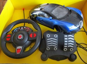 Машинка на радиоуправлении Bugatti Veyron Бугатти Вейрон с рулем и педалями свет., акум.