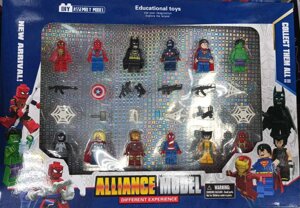 Минифигурки-аналог LEGO Marvel Супергерои рассомаха человек паук халк бэтмен веном тор железный человек 12в1
