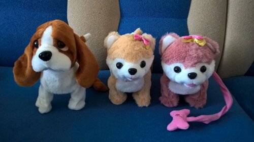 Мягкая интерактивная игрушка "собака" на поводке