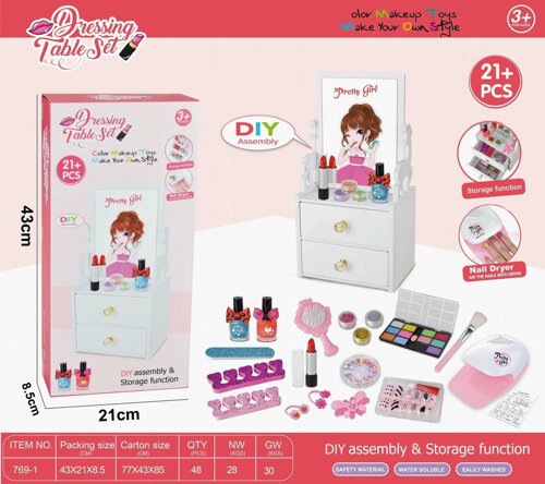 Набор детской игровой декоративной косметики столик для макияжа для девочки с подсветкой