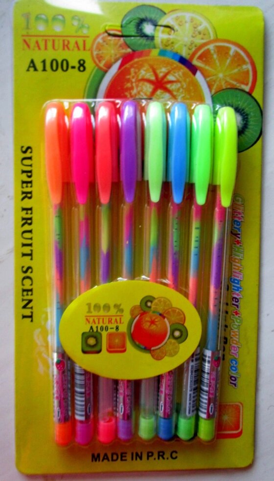 Набор гелевых ручек неон радужный многоцветный стержень 8 штук от компании Интернет магазин детских игрушек Ny-pogodi. by - фото 1