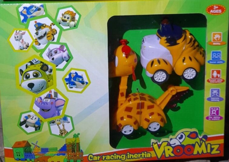 Набор инерционных игрушек из серии VROOMIZ врумиз с конструктором 1301 тигр и жираф от компании Интернет магазин детских игрушек Ny-pogodi. by - фото 1