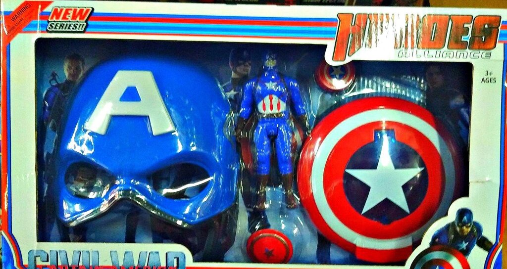 Набор капитан америка щит маска и фигурка WL3030  Capitan America Avengers от компании Интернет магазин детских игрушек Ny-pogodi. by - фото 1