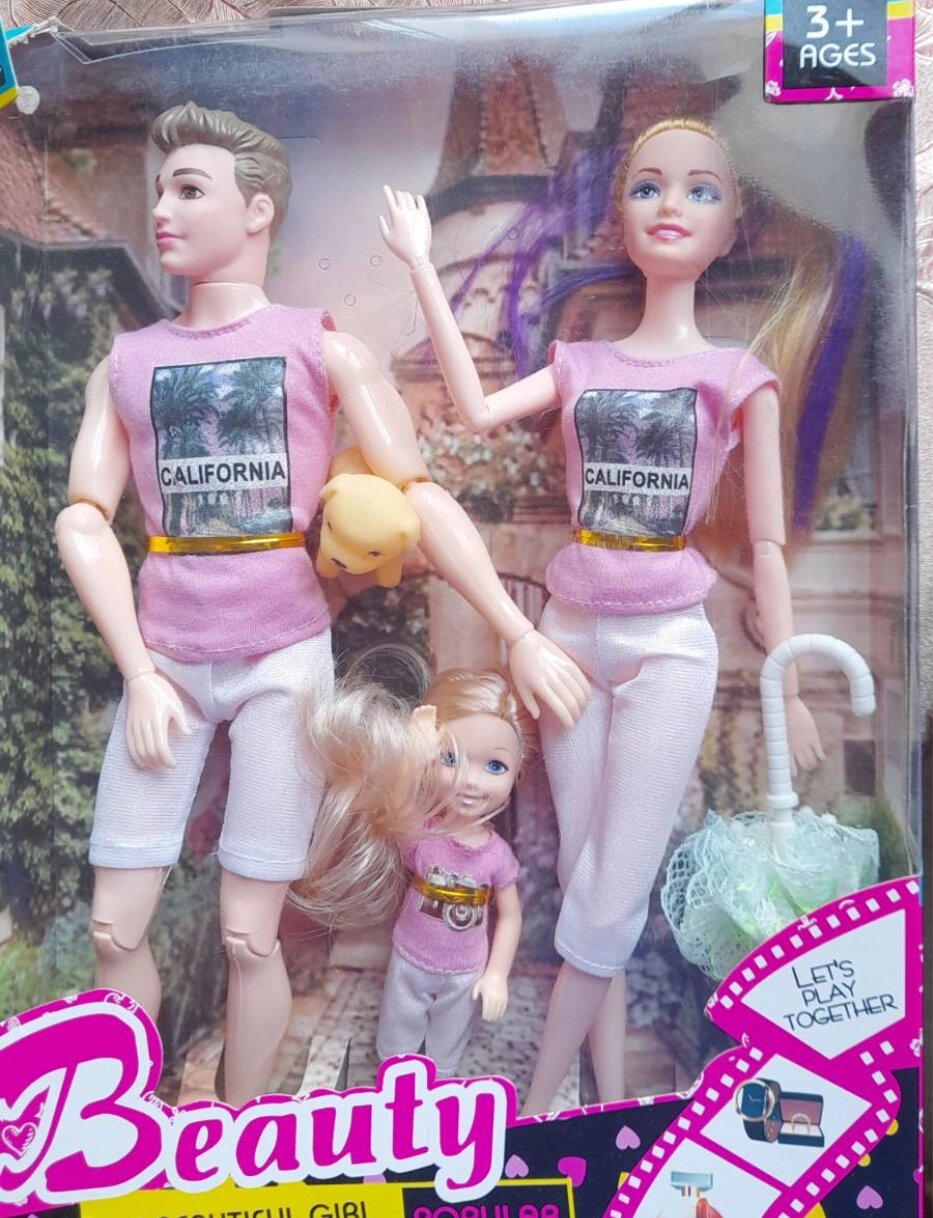Набор шарнирных кукол (аналоги кукол барби и кена с дочками и питомцами) 1830 от компании Интернет магазин детских игрушек Ny-pogodi. by - фото 1