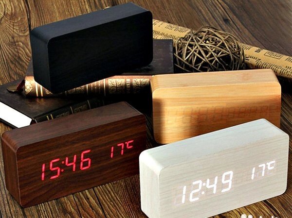 Электронные настольные деревянные часы с термометром - отзывы