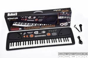 Детский синтезатор с микрофоном Bigfun BF-730A2 от сети 73 см пианино, микрофон, USB, MP3, запись, 61 клавиша