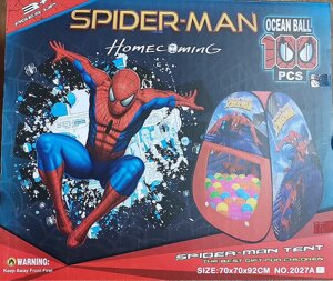 Детская игровая палатка, сухой бассейн Spider-Man Человек-паук с шариками 100шт